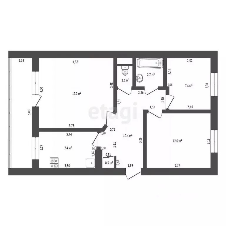 3-к кв. Амурская область, Благовещенский район, с. Марково Амурская ... - Фото 2