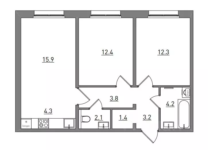 3-к кв. Кировская область, Киров ул. Чистопрудненская, 13А (59.6 м) - Фото 1