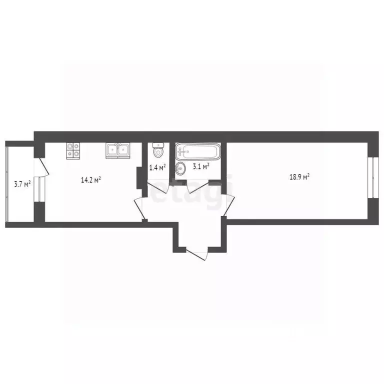 1-к кв. Мордовия, Саранск ул. Косарева, 115 (43.1 м) - Фото 1