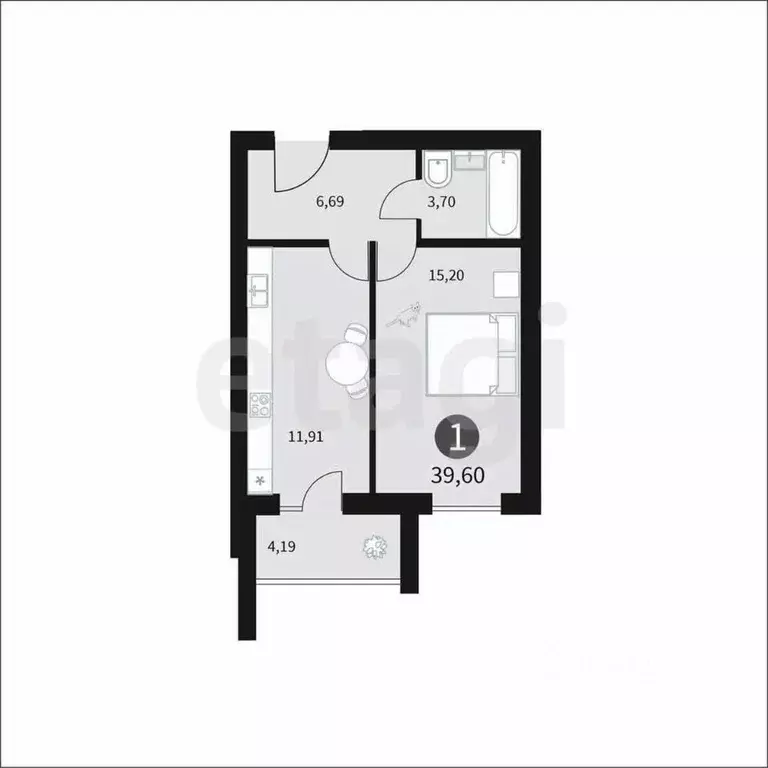 1-к кв. Смоленская область, Смоленск проезд Ипподромный, 34 (36.0 м) - Фото 2