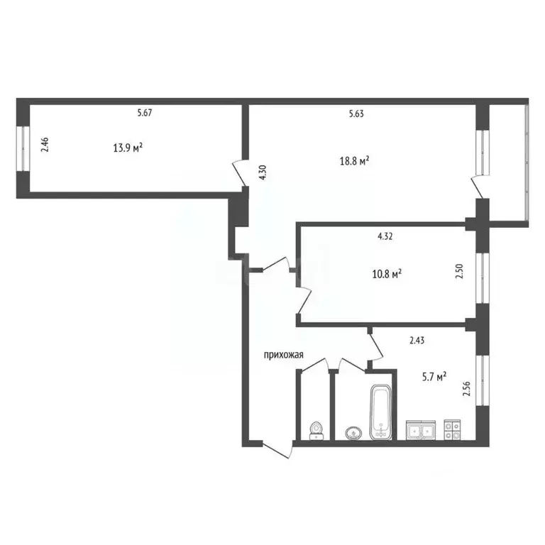 3-к кв. Калужская область, Калуга Николо-Козинская ул., 65 (59.6 м) - Фото 0