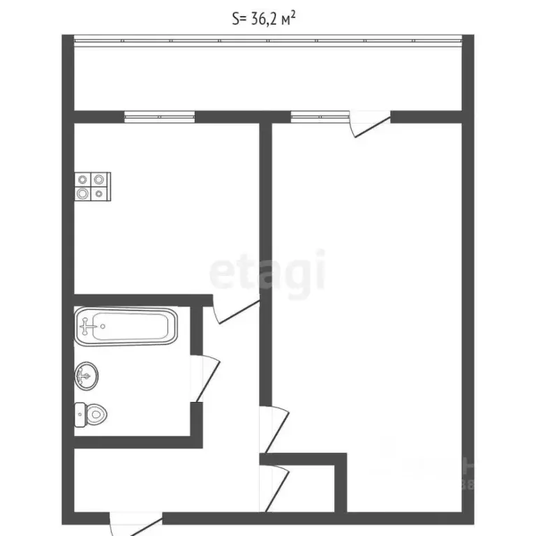 1-к кв. Тульская область, Тула Майская ул., 3 (36.1 м) - Фото 1