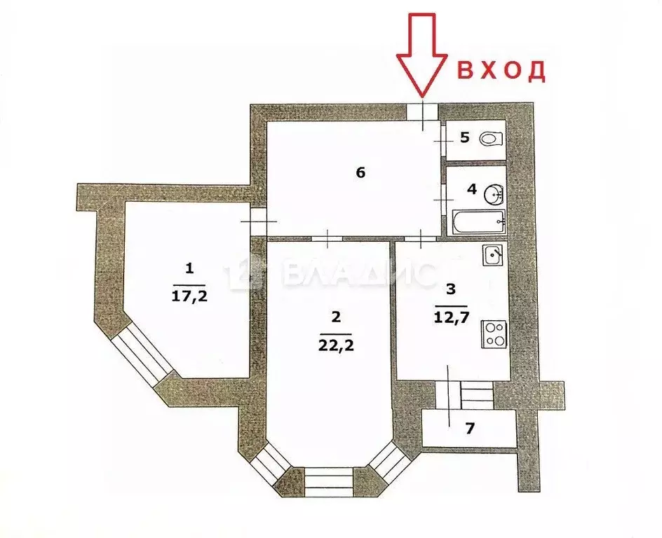 2-к кв. Белгородская область, Белгород ул. Есенина, 20в (74.8 м) - Фото 2