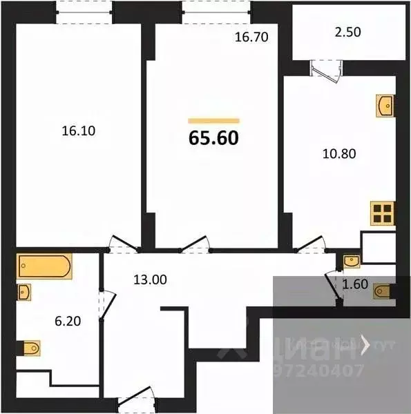 2-к кв. Воронежская область, Воронеж ул. Урицкого, 137 (65.6 м) - Фото 0