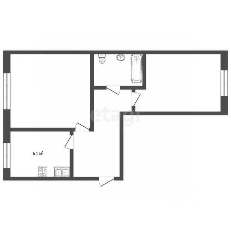 2-к кв. Татарстан, Набережные Челны 26-й комплекс, 18А (42.6 м) - Фото 2