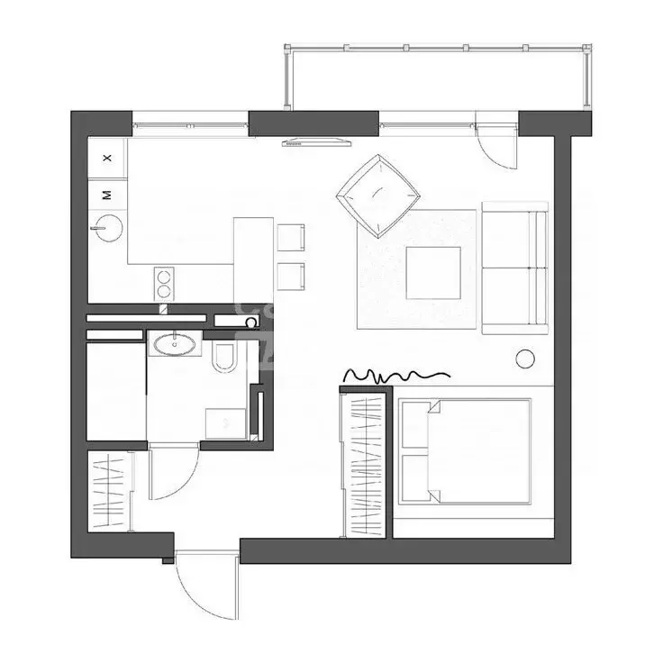 1-комнатная квартира: Ульяновск, улица Врача Михайлова, 4 (22.15 м) - Фото 1
