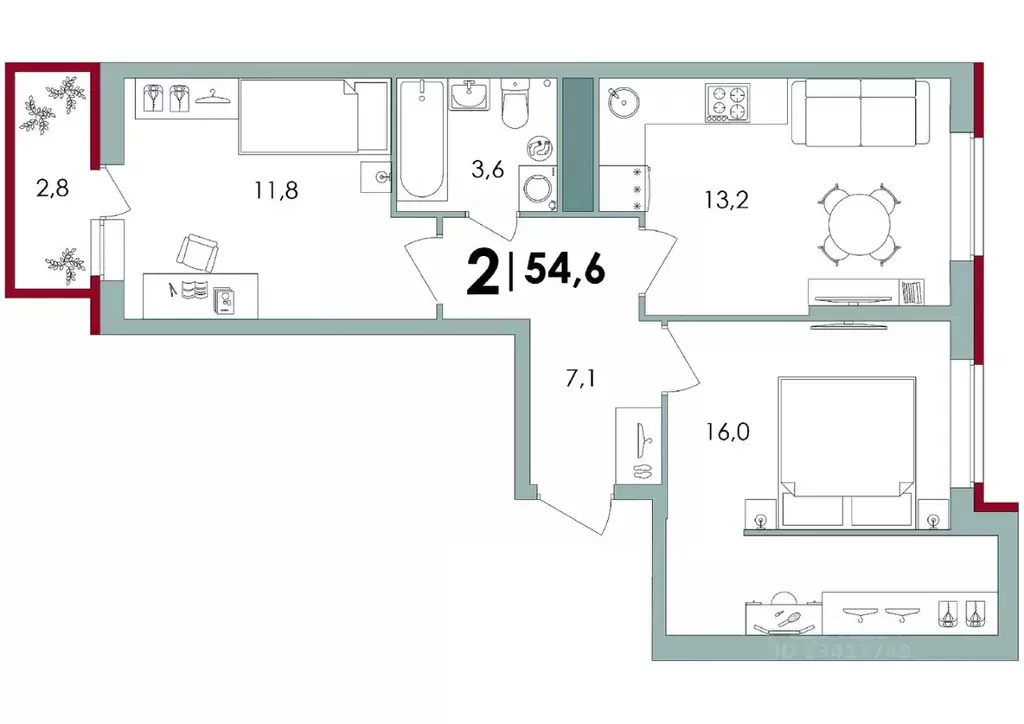 2-к кв. Тверская область, Калининский муниципальный округ, д. Батино  ... - Фото 1