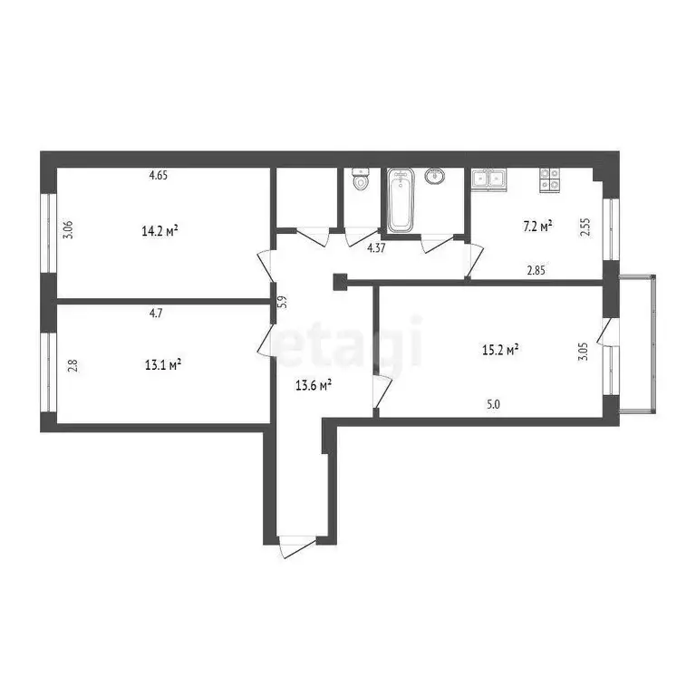 3-комнатная квартира: Москва, проспект Мира, 114 (70.1 м) - Фото 0