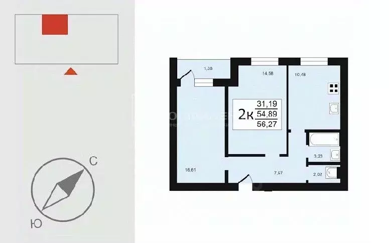 2-к кв. Владимирская область, Ковров ул. Туманова, 31 (56.27 м) - Фото 0