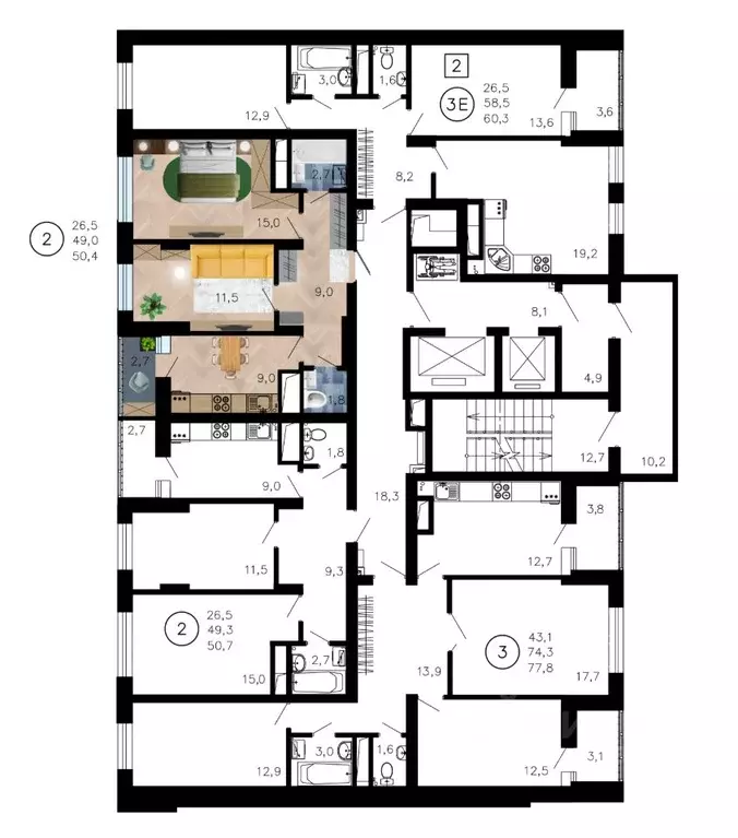 2-к кв. Воронежская область, Воронеж ул. Рокоссовского, 47 (50.4 м) - Фото 2