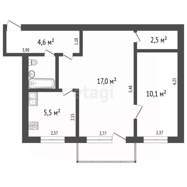 2-к кв. Челябинская область, Троицк просп. Культуры, 4А (42.7 м) - Фото 2