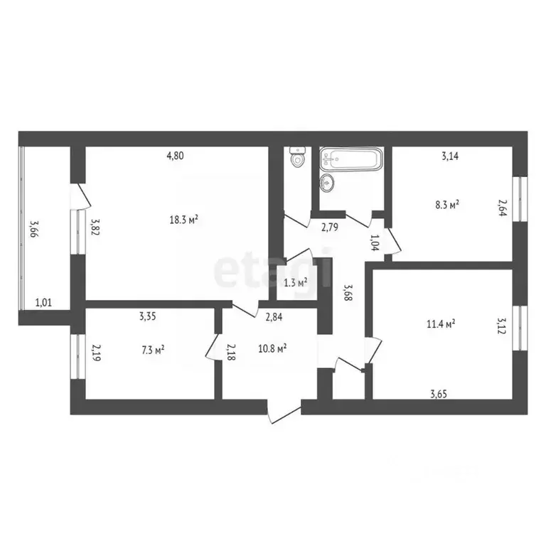 3-к кв. Амурская область, Райчихинск Комсомольская ул., 11 (63.6 м) - Фото 1