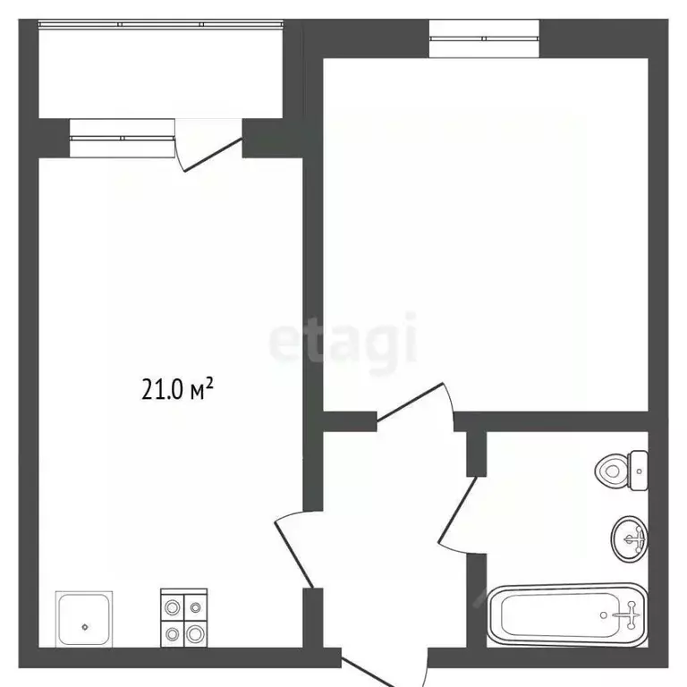 1-к кв. Тюменская область, Тюмень ул. Ю.-Р.Г. Эрвье, 32к1 (44.1 м) - Фото 0