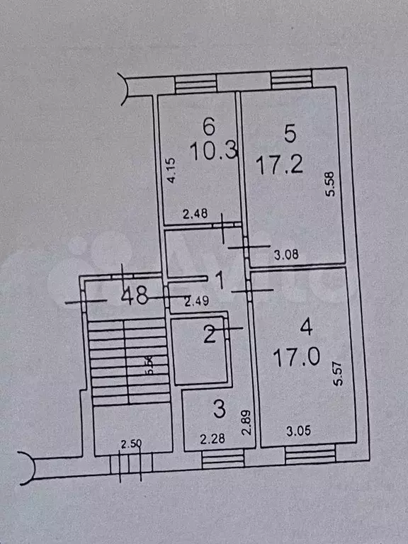 3-к. квартира, 60,8 м, 1/5 эт. - Фото 0