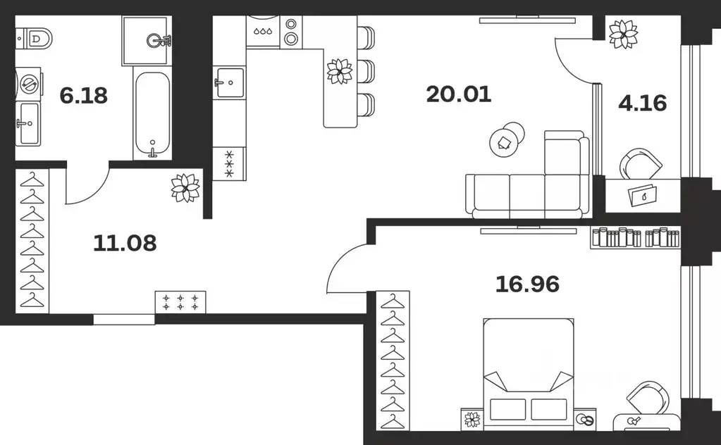 1-к кв. Тульская область, Тула ул. Болотникова, 4 (58.39 м) - Фото 1