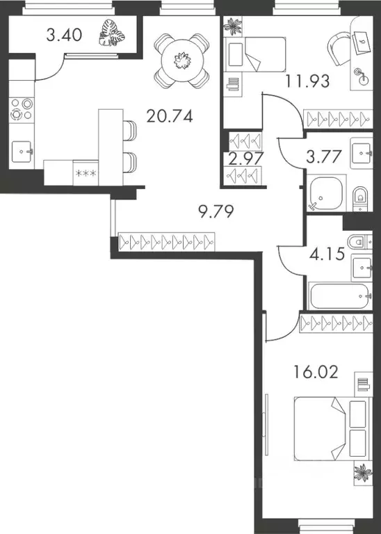 2-к кв. Тульская область, Тула ул. Карпова, 103А (72.77 м) - Фото 0