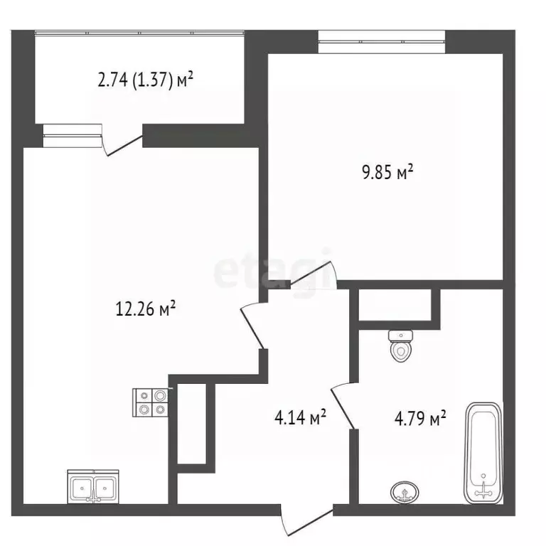 1-к кв. Тюменская область, Тюмень ул. Фармана Салманова, 23 (32.41 м) - Фото 0
