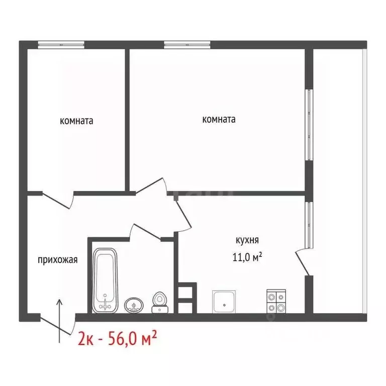 2-к кв. Свердловская область, Екатеринбург ул. Шейнкмана, 86А (56.0 м) - Фото 2