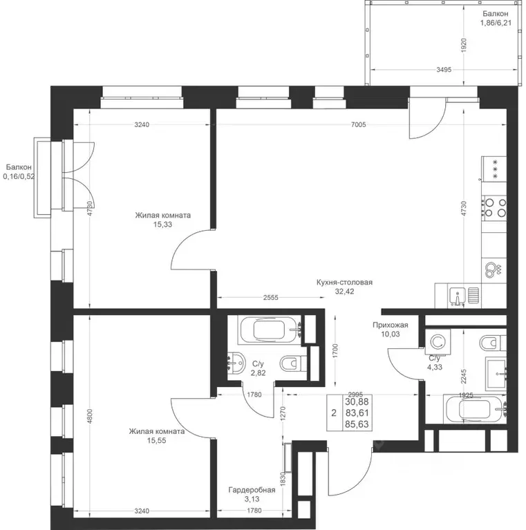 2-к кв. Татарстан, Лаишевский район, Столбищенское с/пос, с. Усады ул. ... - Фото 2