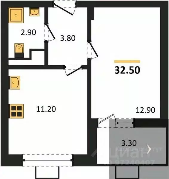 1-к кв. Воронежская область, Воронеж бул. Содружества, 5к1 (32.5 м) - Фото 1