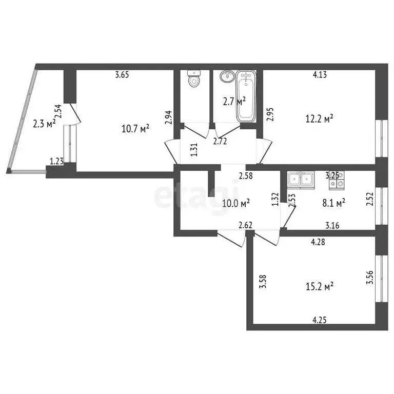 3-комнатная квартира: Стерлитамак, Вокзальная улица, 15 (61.5 м) - Фото 1