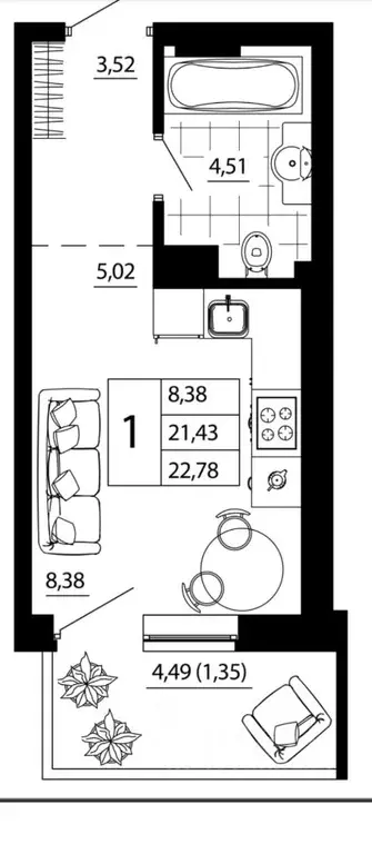 Студия Ростовская область, Ростов-на-Дону, Нахичевань ул. 26-я Линия, ... - Фото 1