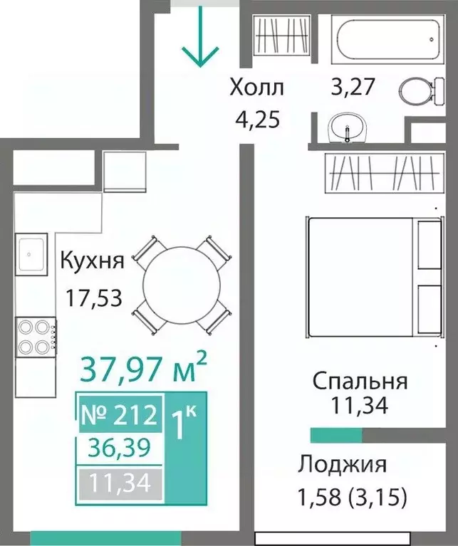 1-к кв. Крым, Симферополь Крымская роза мкр,  (37.97 м) - Фото 0