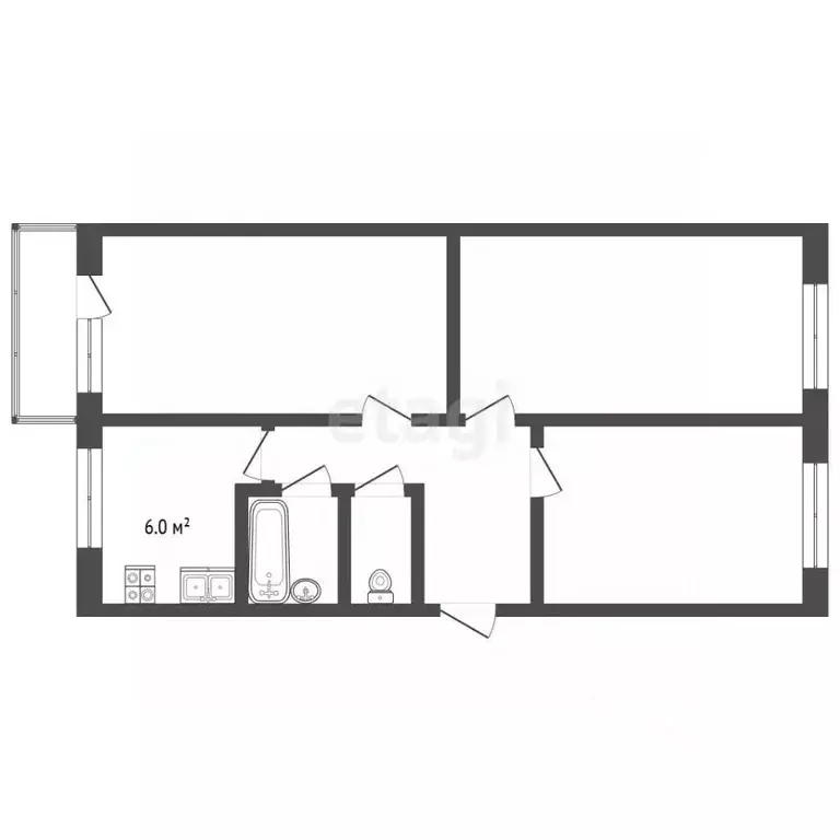 3-к кв. Томская область, Томск ул. Смирнова, 38/2 (60.2 м) - Фото 2