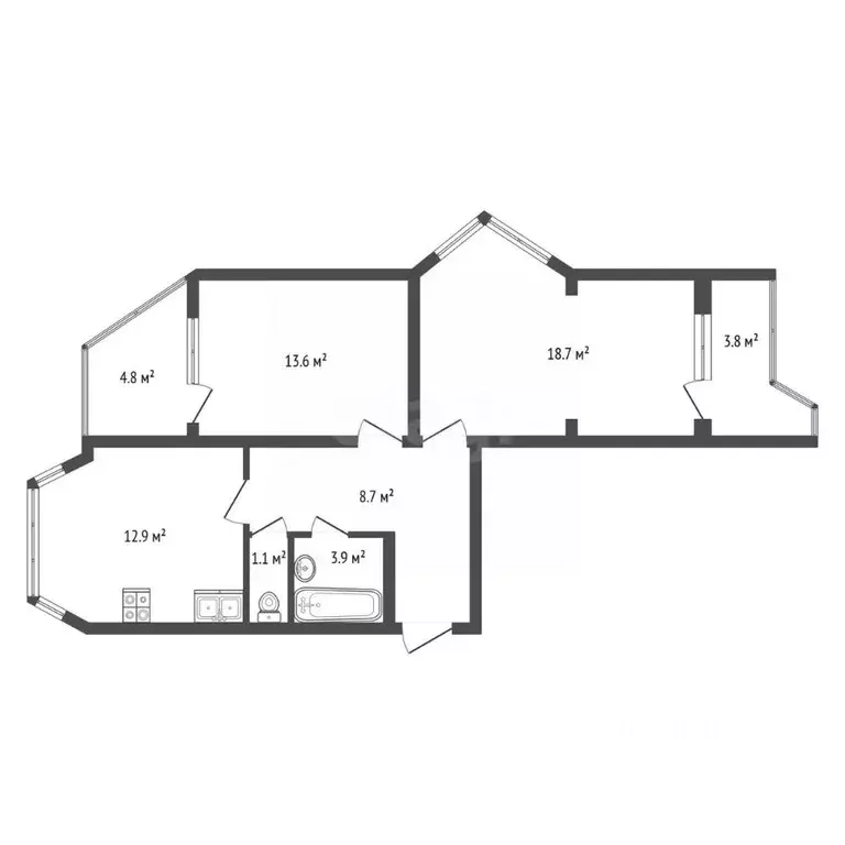 2-к кв. Московская область, Балашиха Трубецкая ул., 106 (62.4 м) - Фото 2