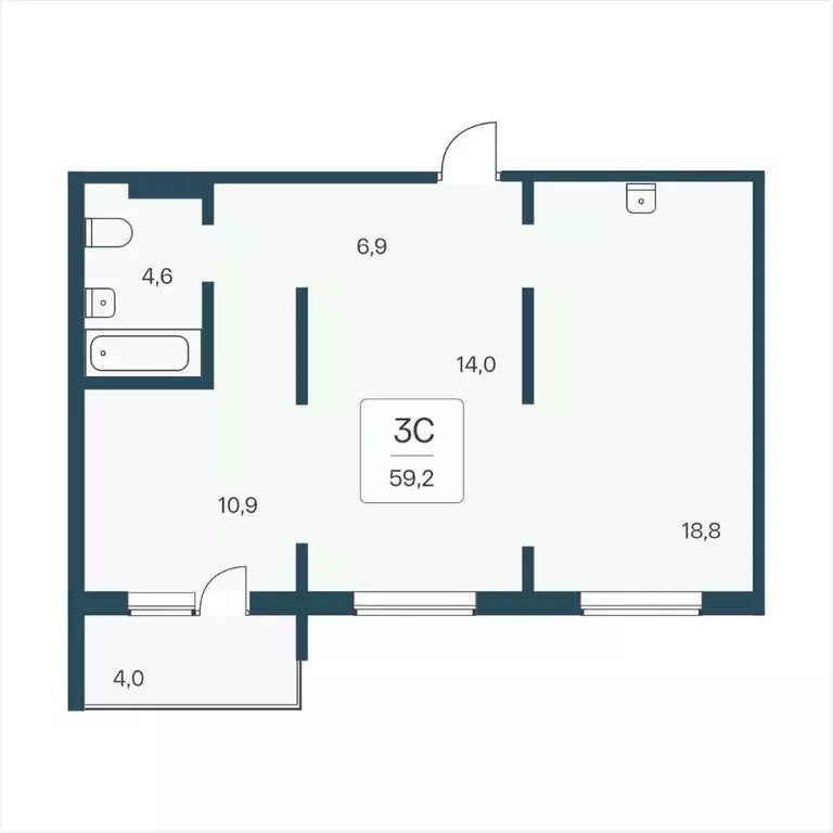 3-к кв. Новосибирская область, Новосибирск Кедровая ул., 80/3 (59.2 м) - Фото 0