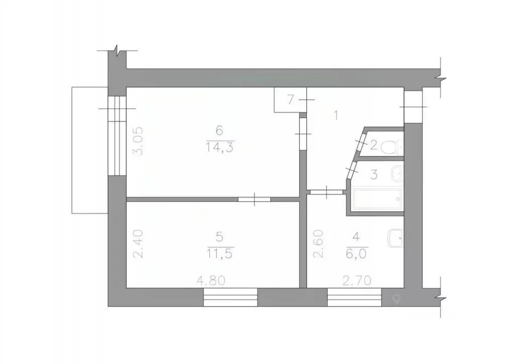 2-к кв. Томская область, Томск ул. Смирнова, 35 (39.8 м) - Фото 1