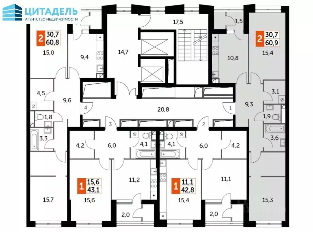 2-к кв. Москва Строительный проезд, 7АК35А (60.9 м) - Фото 1