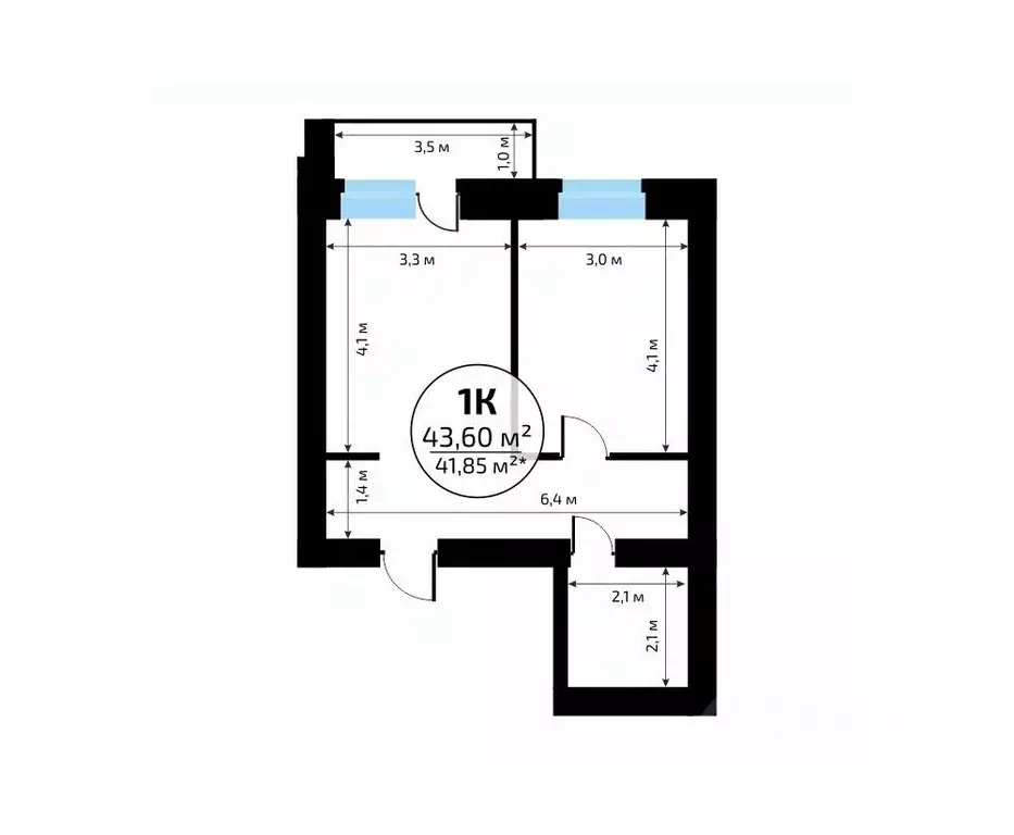 1-к кв. Самарская область, Самара пос. Мехзавод, 1-й кв-л, 50 (43.6 м) - Фото 2
