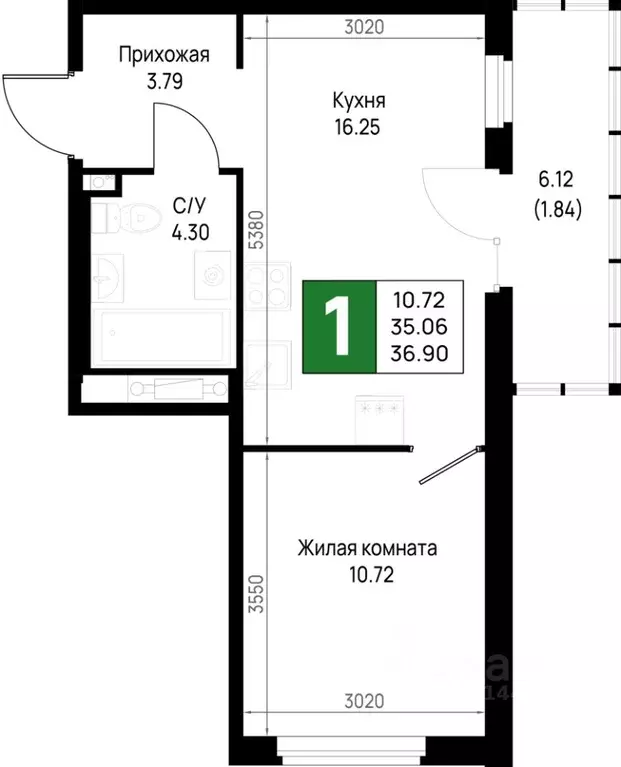 1-к кв. Ленинградская область, Всеволожский район, Свердловское ... - Фото 1