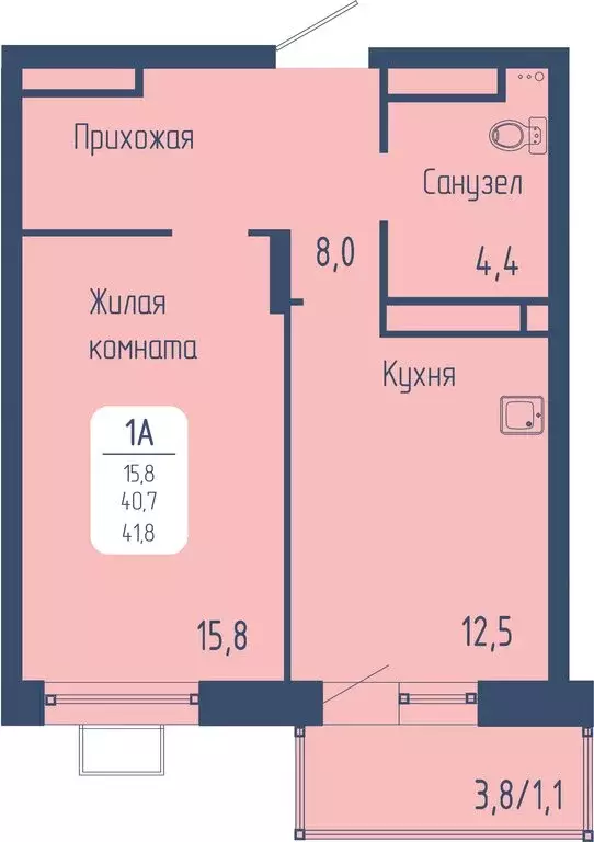 1-комнатная квартира: Красноярск, Октябрьский район (41.8 м) - Фото 0