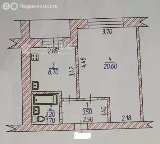 1-комнатная квартира: Шумерля, улица Пушкина, 29 (36 м) - Фото 0
