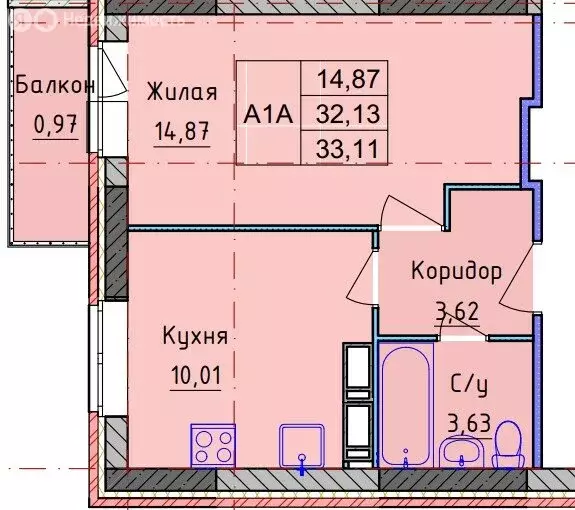 1-комнатная квартира: Ярославль, Пашуковская улица, 9к2 (33.11 м) - Фото 1