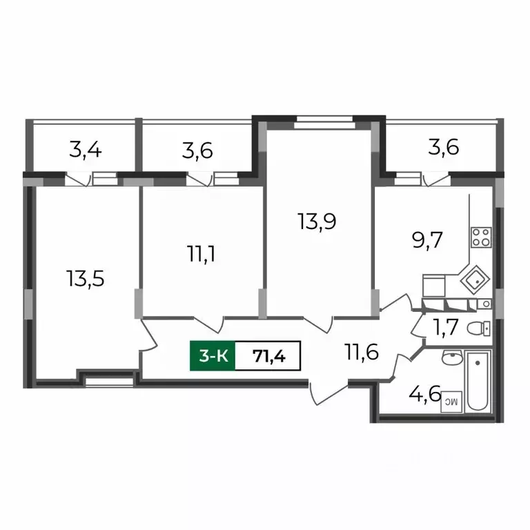 3-к кв. Владимирская область, Владимир бул. Сталинградский, 7 (71.4 м) - Фото 0