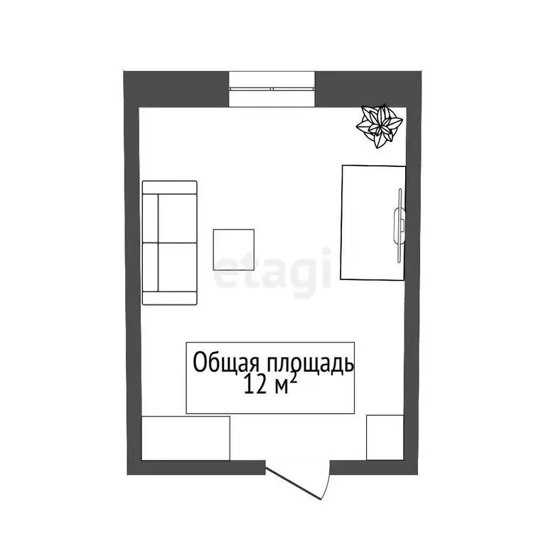 1к в -комнатной квартире (12 м) - Фото 1