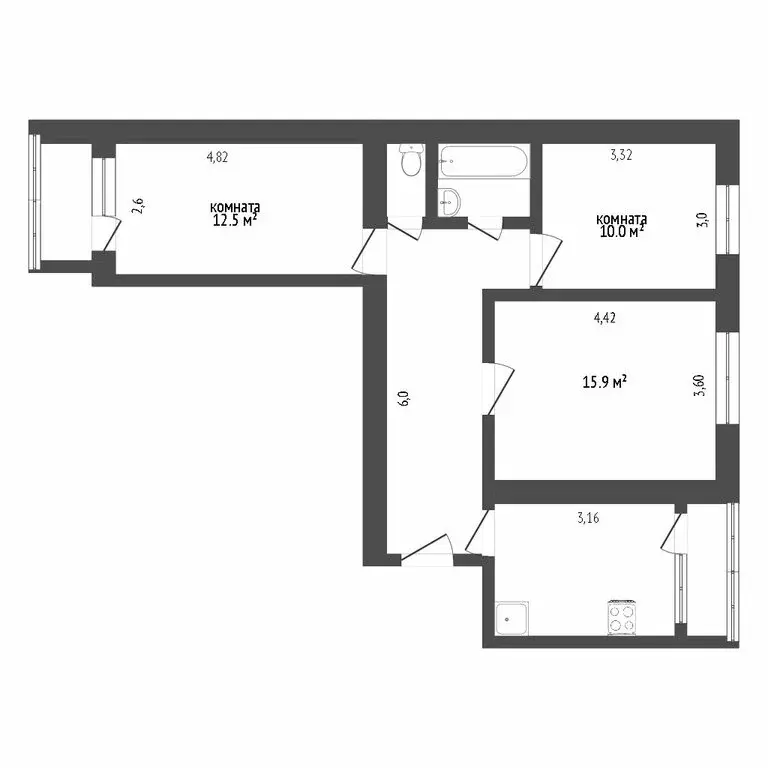 3-комнатная квартира: Ставрополь, улица Мира, 332 (51 м) - Фото 0