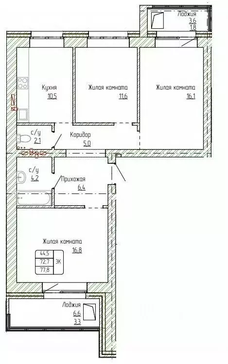 3-к кв. Алтайский край, Новоалтайск ул. Титова, 6 (77.8 м) - Фото 0