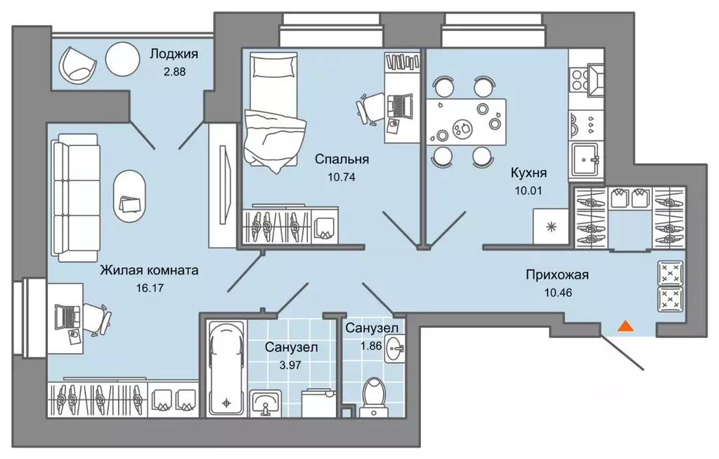 2-к кв. Кировская область, Киров Знак жилой комплекс (55.0 м) - Фото 0