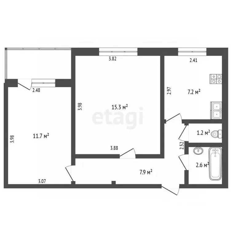 2-к кв. Крым, Щелкино Ленинский район, 1-й мкр, 19 (45.9 м) - Фото 2