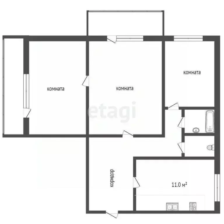 3-к кв. Тамбовская область, Тамбов Пензенская ул., 67/12 (63.6 м) - Фото 1