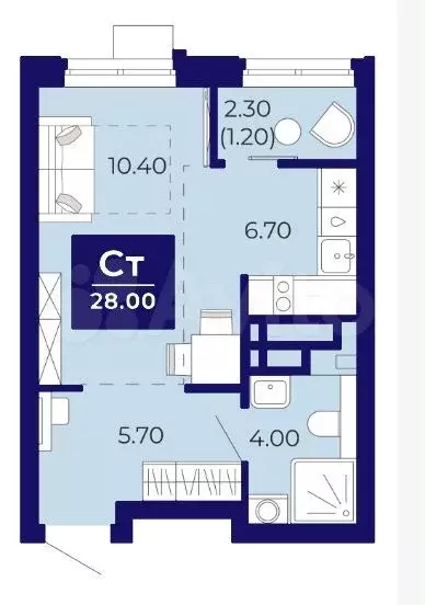 Квартира-студия, 28 м, 4/19 эт. - Фото 0