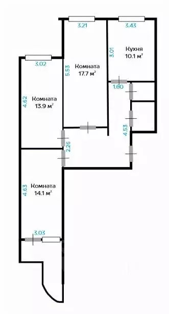 3-к кв. Москва Вокзальный пер., 3К1 (74.2 м) - Фото 1