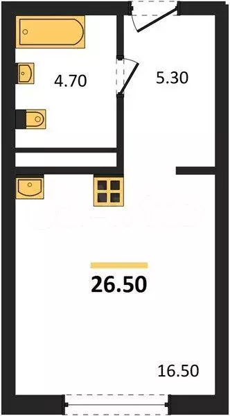 Квартира-студия, 26,6 м, 9/25 эт. - Фото 0