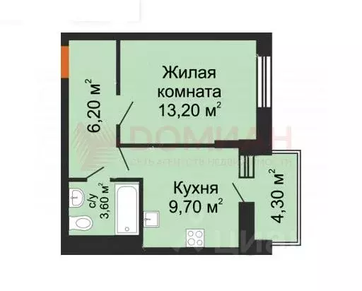 1-к кв. Ростовская область, Ростов-на-Дону ул. Мечникова, 110Г (35.0 ... - Фото 2