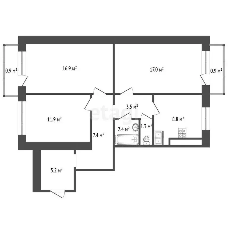 3-комнатная квартира: Нижний Новгород, улица Ногина, 22 (76.2 м) - Фото 1