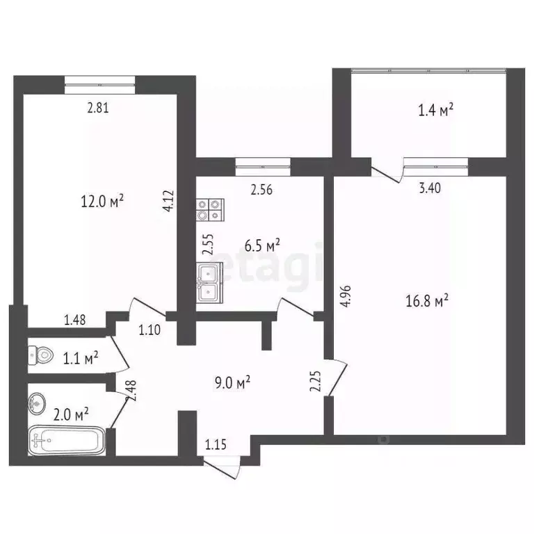 2-к кв. Мордовия, Саранск ул. Пушкина, 5 (47.4 м) - Фото 1